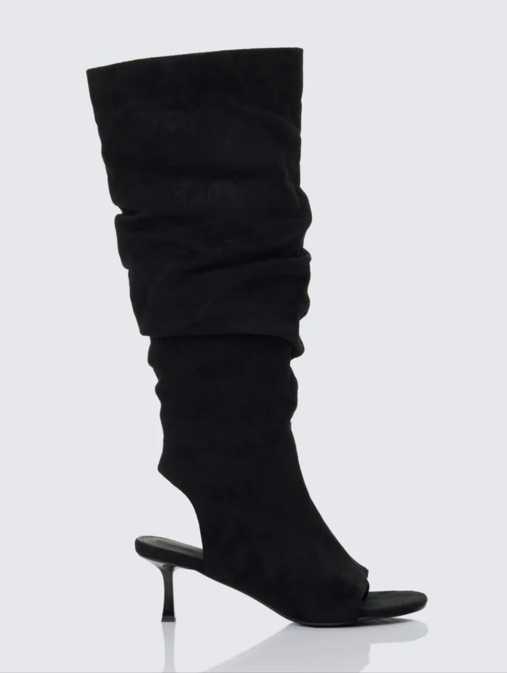 Finesse Stormi Black Faux Suede Open Toe Slouch B/Black/9/MSRP $118